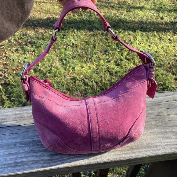Coach Handbags - Coach Magenta Suede Shoulder Bag